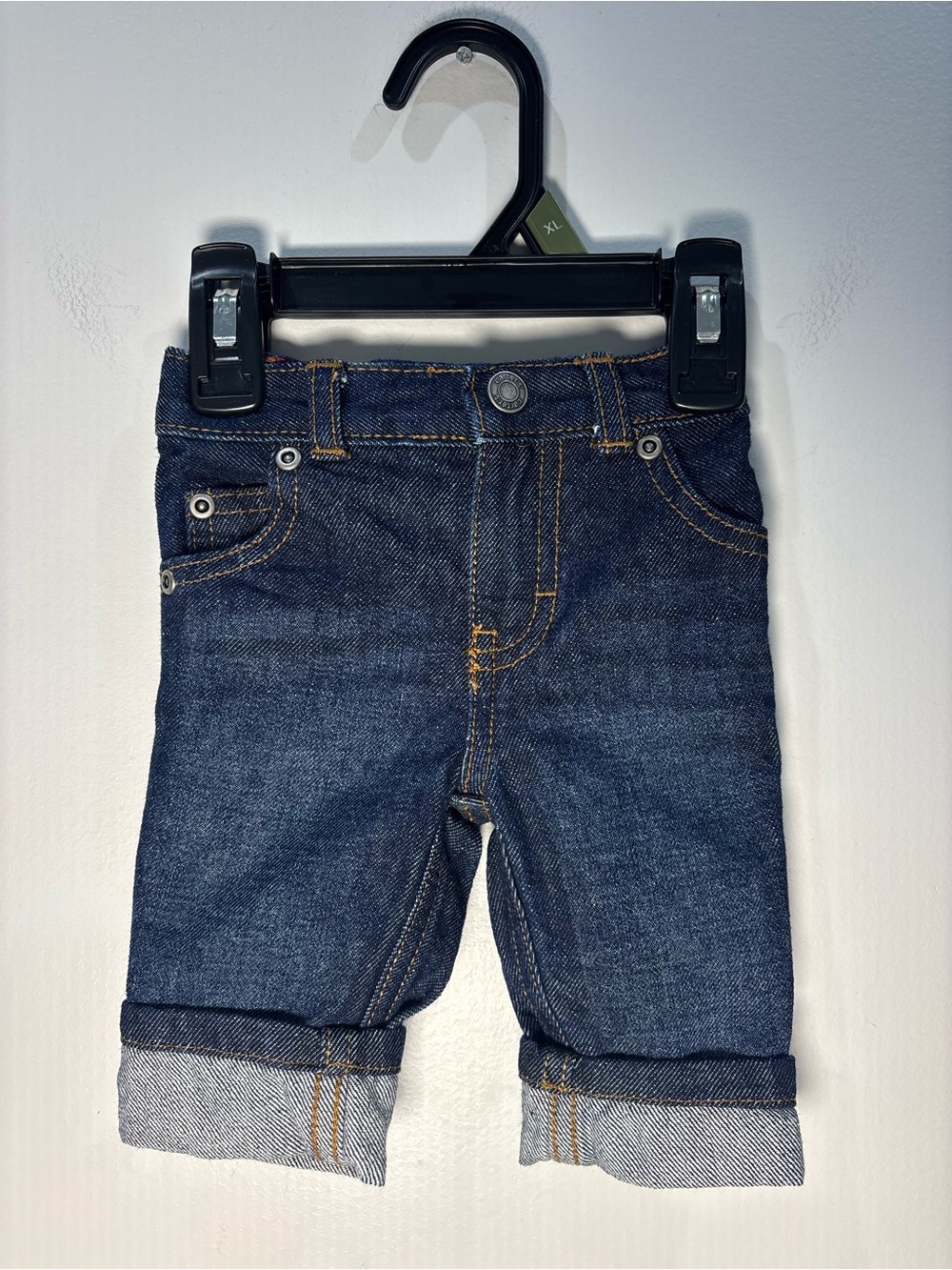 Carters Dark Wash Denim Jeans Baby Boy Size 3 Months Blue Stretch Elastic Waist